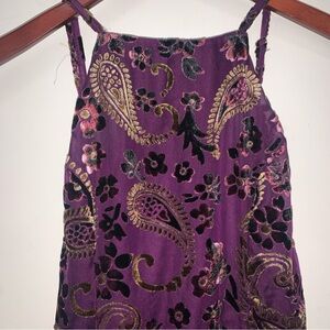 Purple Velvet Burnout MIDI Dress Women’s Large Whimsy Goth Coquette Fairy Y2K